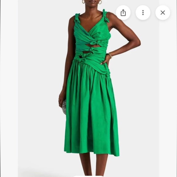 Zimmermann The Tiggy Bow Midi Dress in Green NWT - Picture 9 of 11